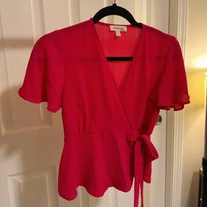 Hot Pink Pink Peplum Wrap Top